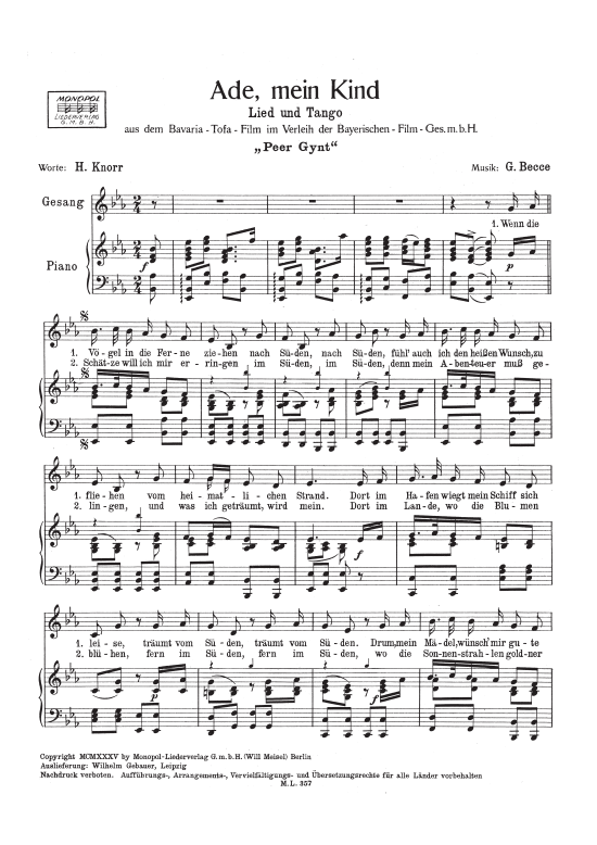 Produktbild zu: Ade, mein Kindaus dem Film: Peer Gynt