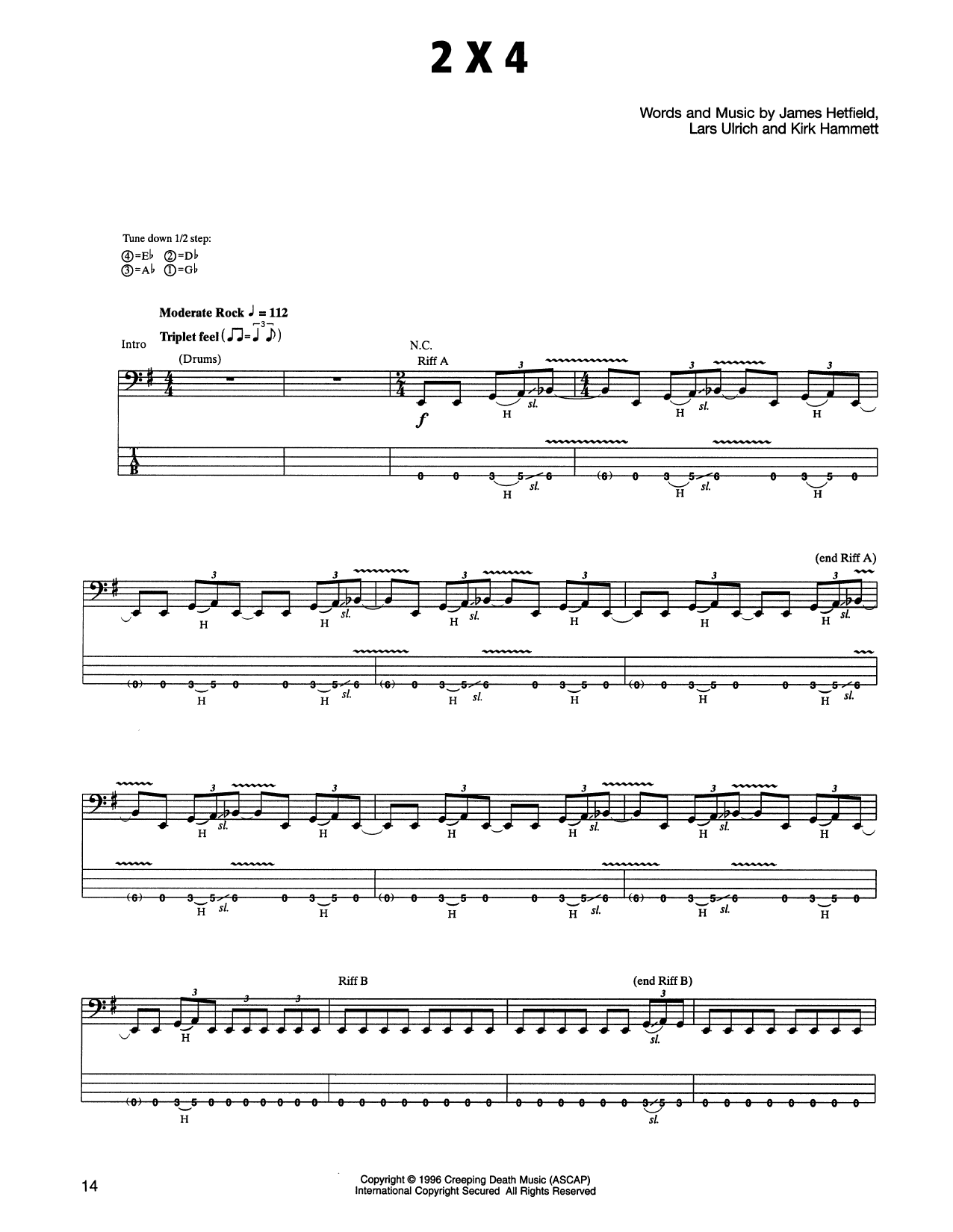 Produktgalerie: Seite 1 von 1 2 x 4, Metallica, E-Bass