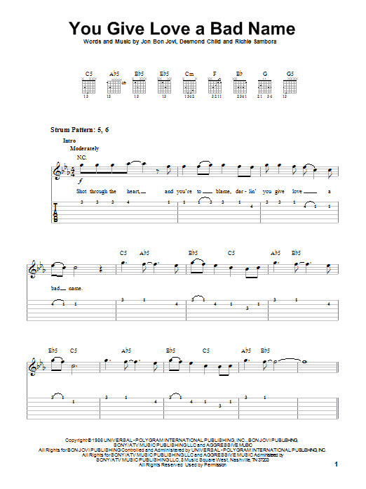 Produktgalerie: Seite 1 von 1 You Give Love A Bad Name, Bon Jovi, Gitarre