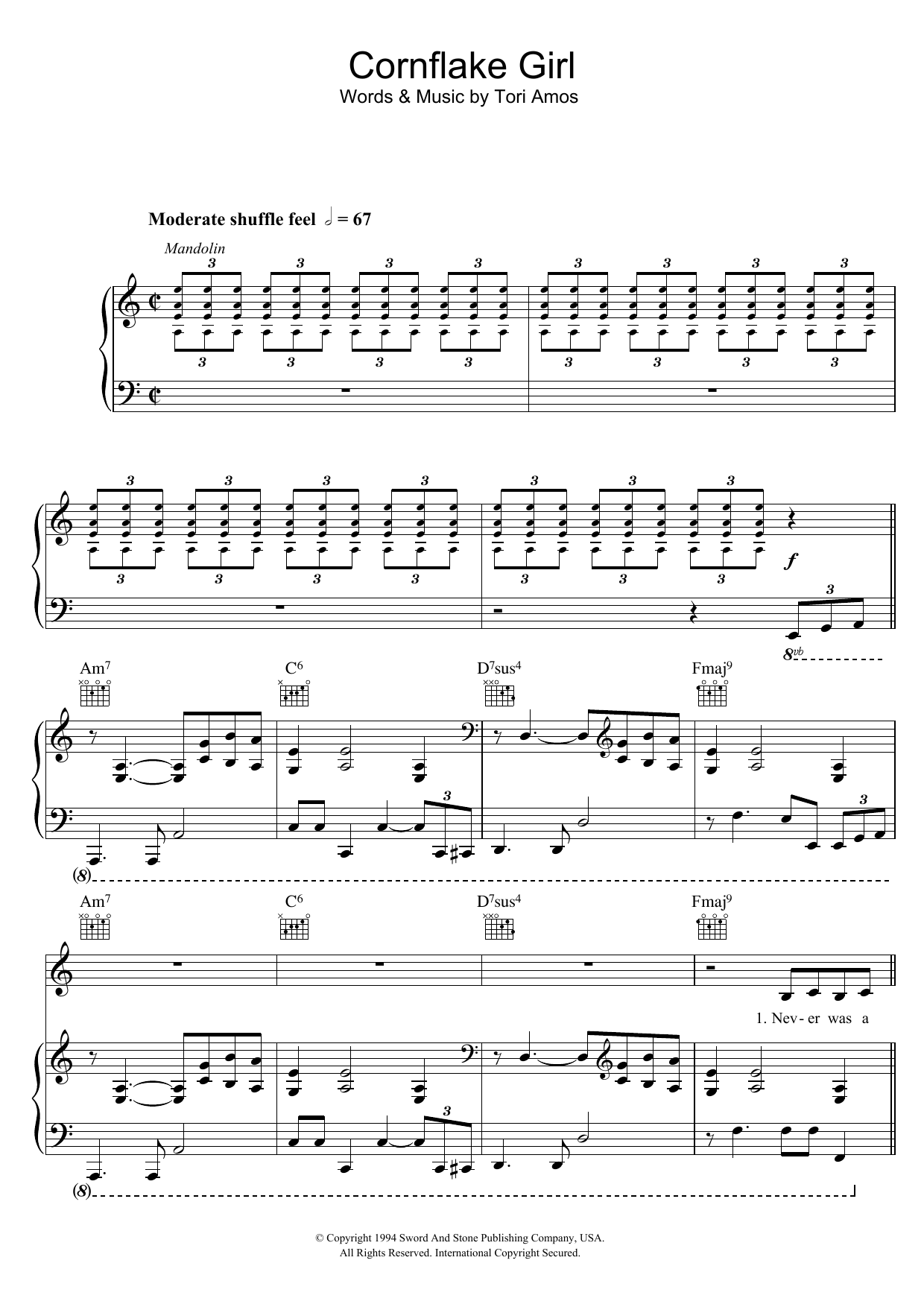 Produktgalerie: Seite 1 von 1 Cornflake Girl, Tori Amos, Gesang, Gitarre, Klavier