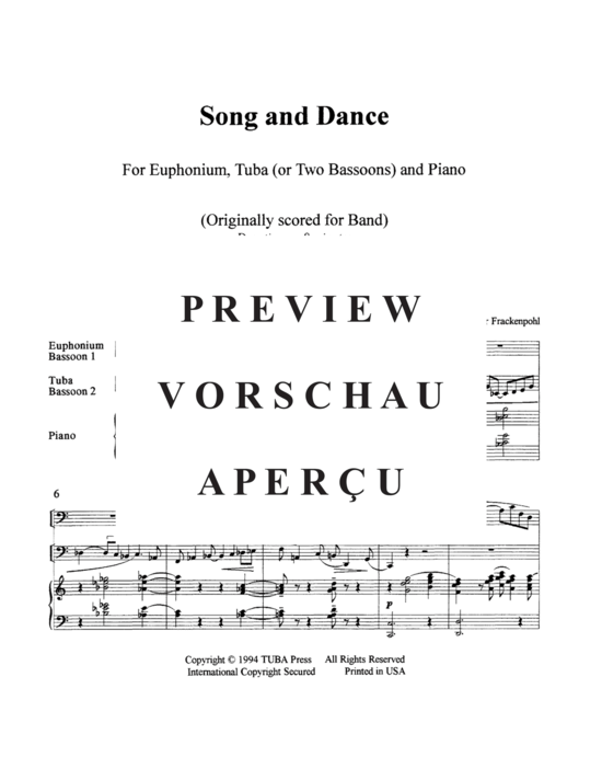 Produktgalerie: Seite 3 von 21 Song and Dance , , (Euphonium, Tuba + Klavier)
