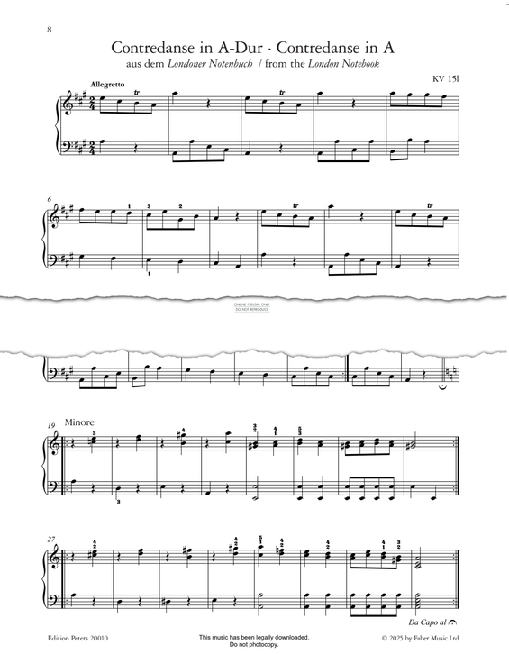 Produktbild zu: Contredanse in A, KV 15l