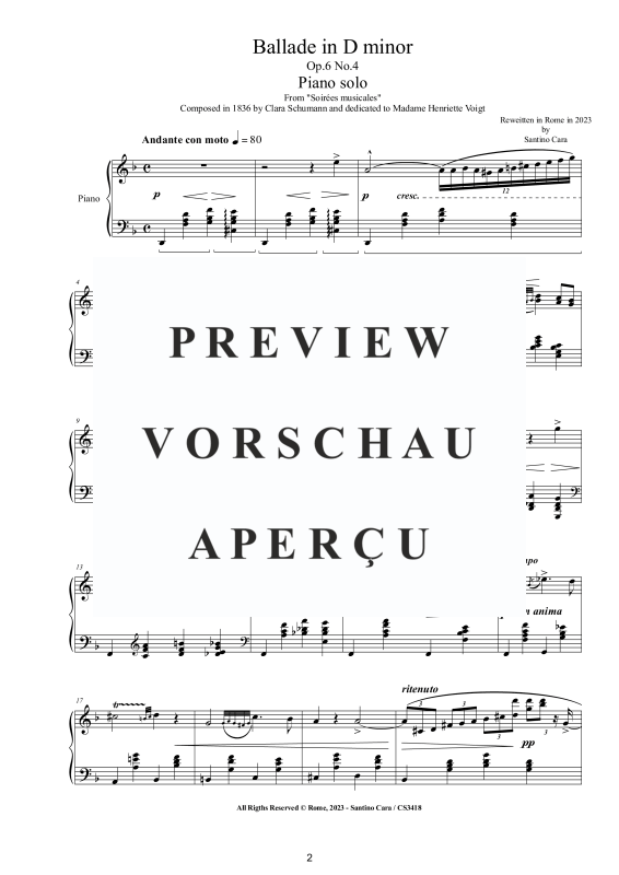 Produktgalerie: Seite 3 von 9 Ballade in D-Moll Op. 6 No. 4, , Klavier Solo