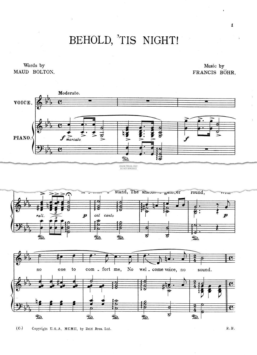 Produktgalerie: Seite 1 von 1 Behold 'Tis Night, Francis Bohr, Gesang, Klavier
