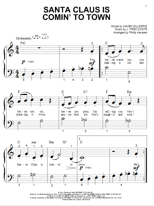 Product picture to: Santa Claus Is Comin' To Town (arr. Phillip Keveren)