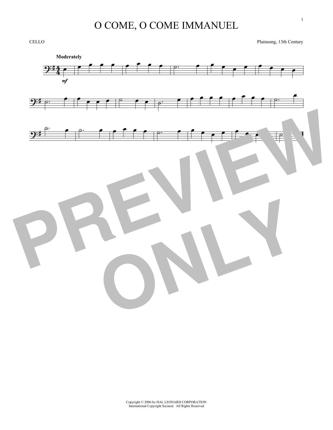 Produktgalerie: Seite 1 von 1 O Come, O Come Immanuel, Plainsong, 13th Century, Violoncello