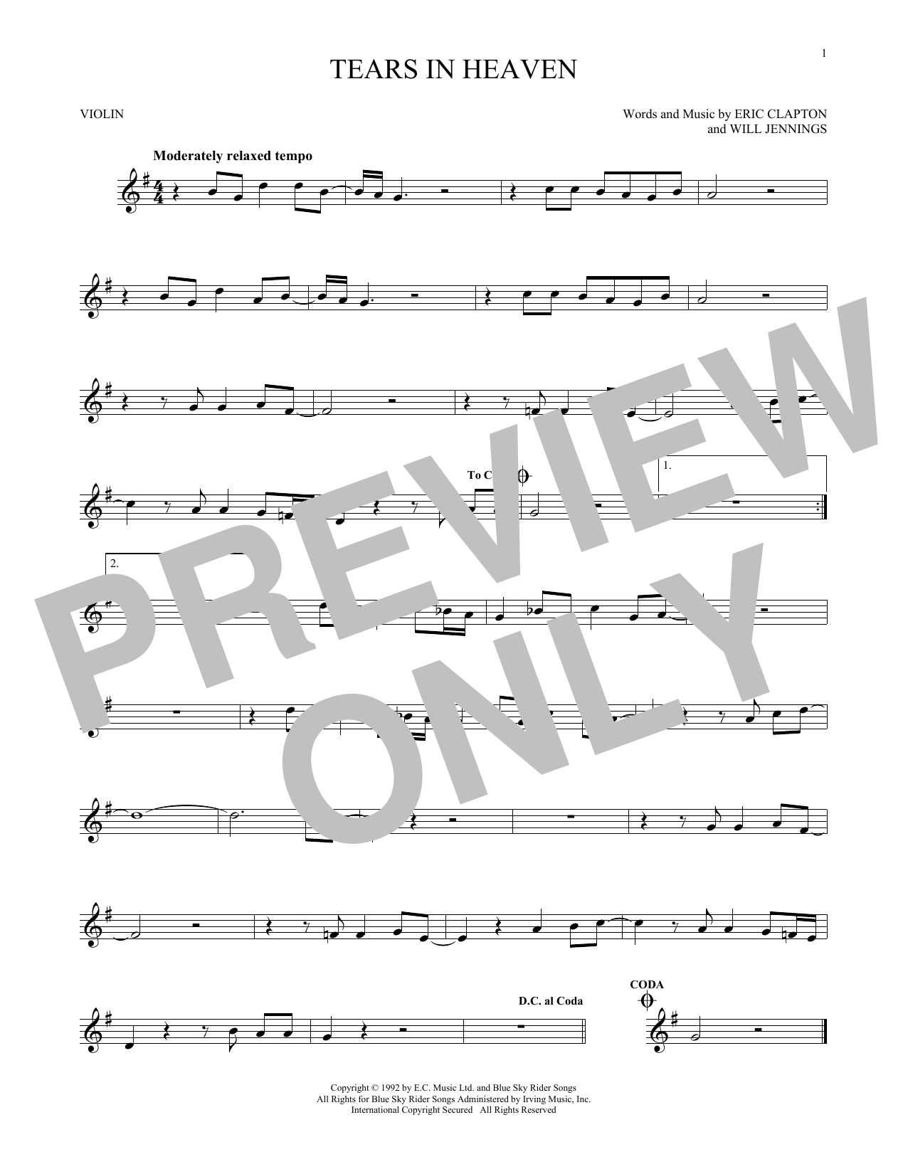 Product gallery: Page 1 of 1 Tears In Heaven, Eric Clapton