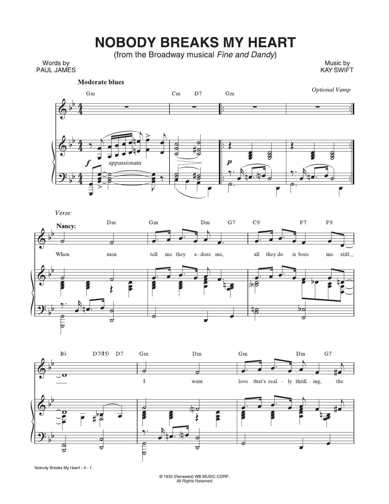 Product picture to: Nobody Breaks My Heart (from the musical Fine and Dandy)