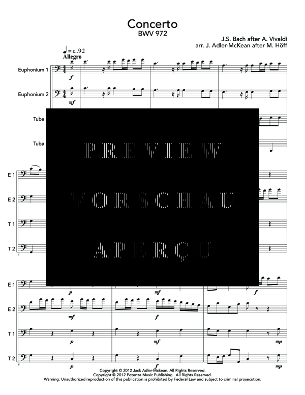 Product gallery: Page 5 of 11 Concerto in D Major, , (Tuba Quartett EETT)