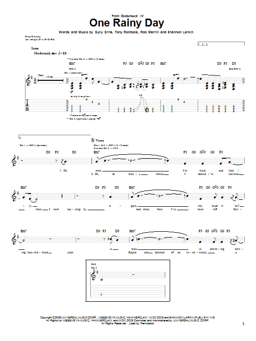 Produktgalerie: Seite 1 von 1 One Rainy Day, Godsmack, Gitarre