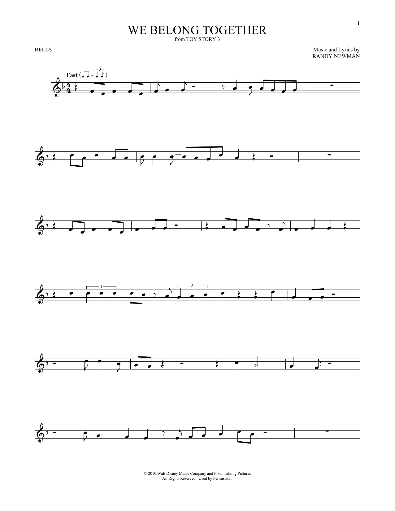 Produktgalerie: Seite 1 von 1 We Belong Together (from Toy Story 3), Randy Newman, Percussion