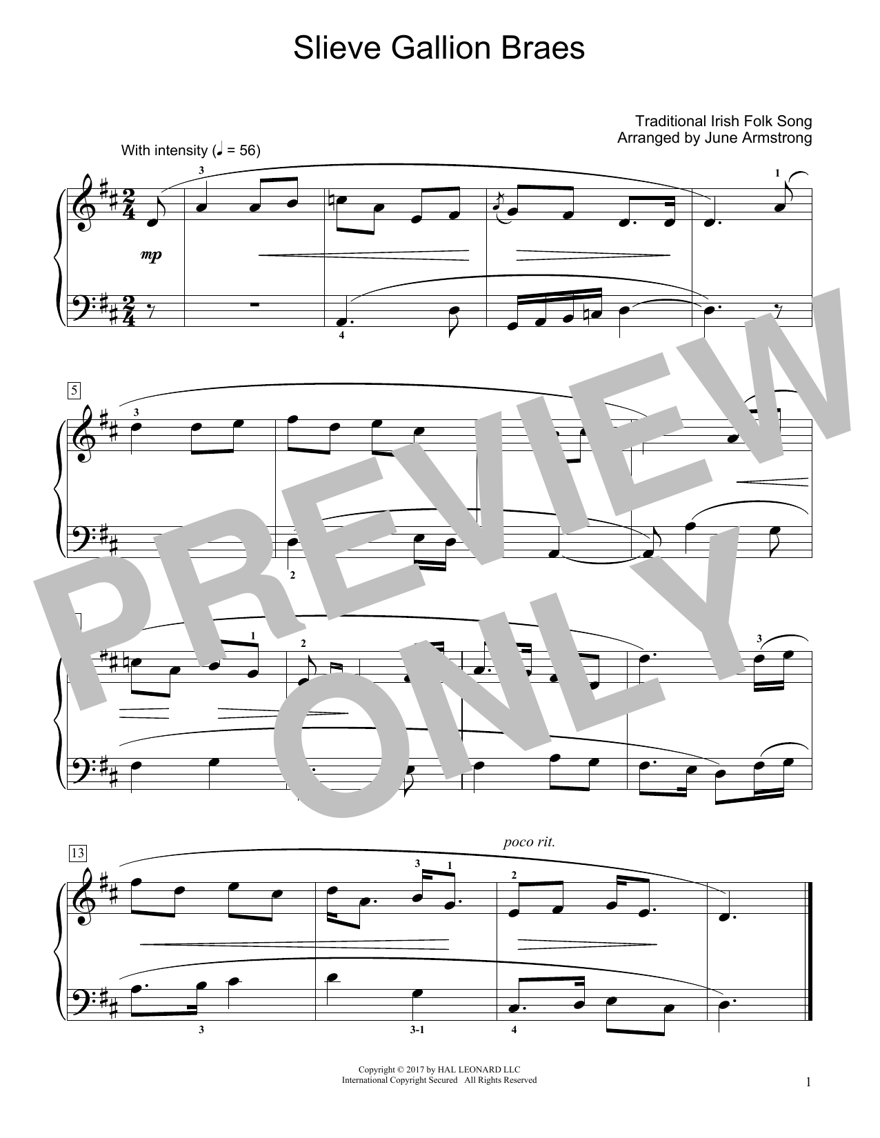 Product gallery: Page 1 of 1 Slieve Gallion Braes (arr. June Armstrong), Traditional Irish Folk Song
