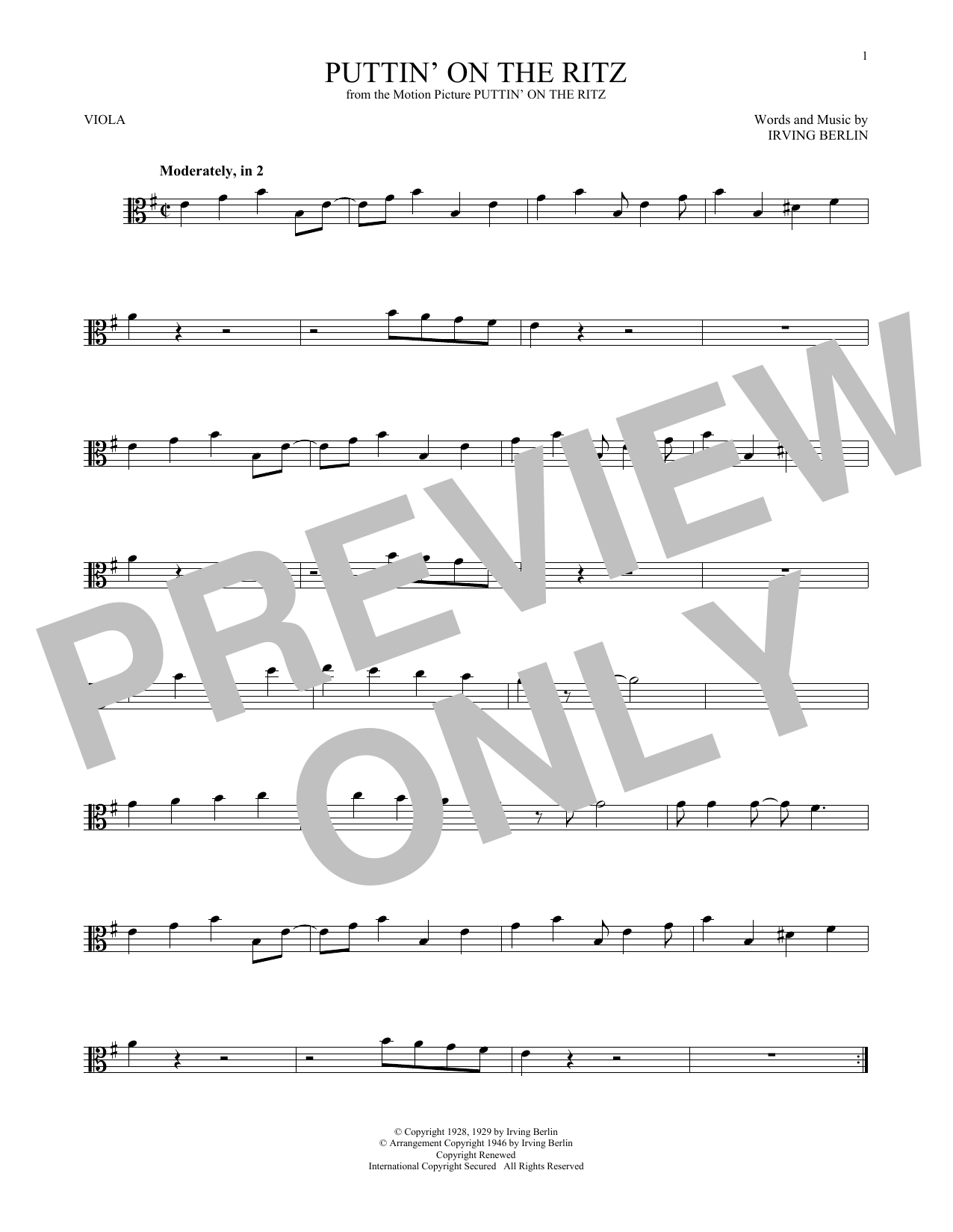 Product gallery: Page 1 of 1 Puttin' On The Ritz, Irving Berlin