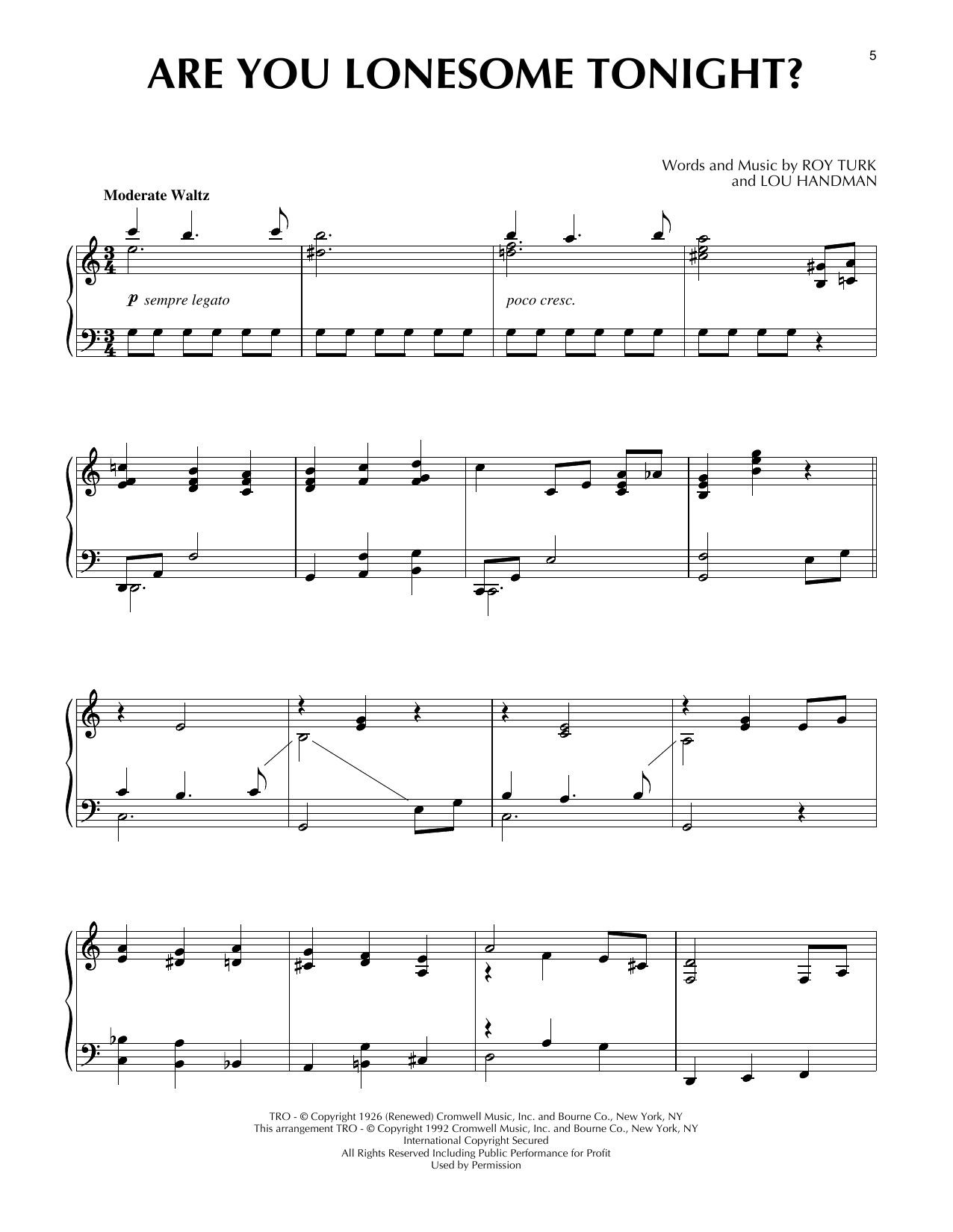 Produktgalerie: Seite 1 von 1 Are You Lonesome Tonight?, Elvis Presley, Klavier