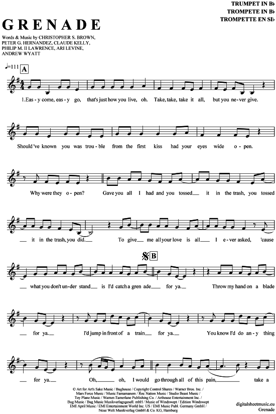 Produktgalerie: Seite 1 von 4 Grenade , Mars, Bruno, Trompete in B