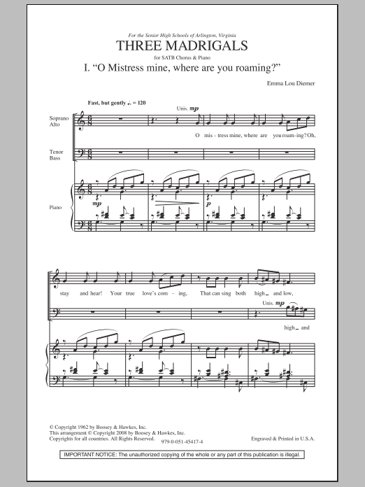 Produktbild zu: Three Madrigals
