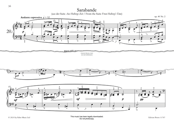 Produktgalerie: Seite 1 von 1 Sarabande (from Holberg Suite) Op. 40, Nr. 2, Edvard Grieg, Klavier