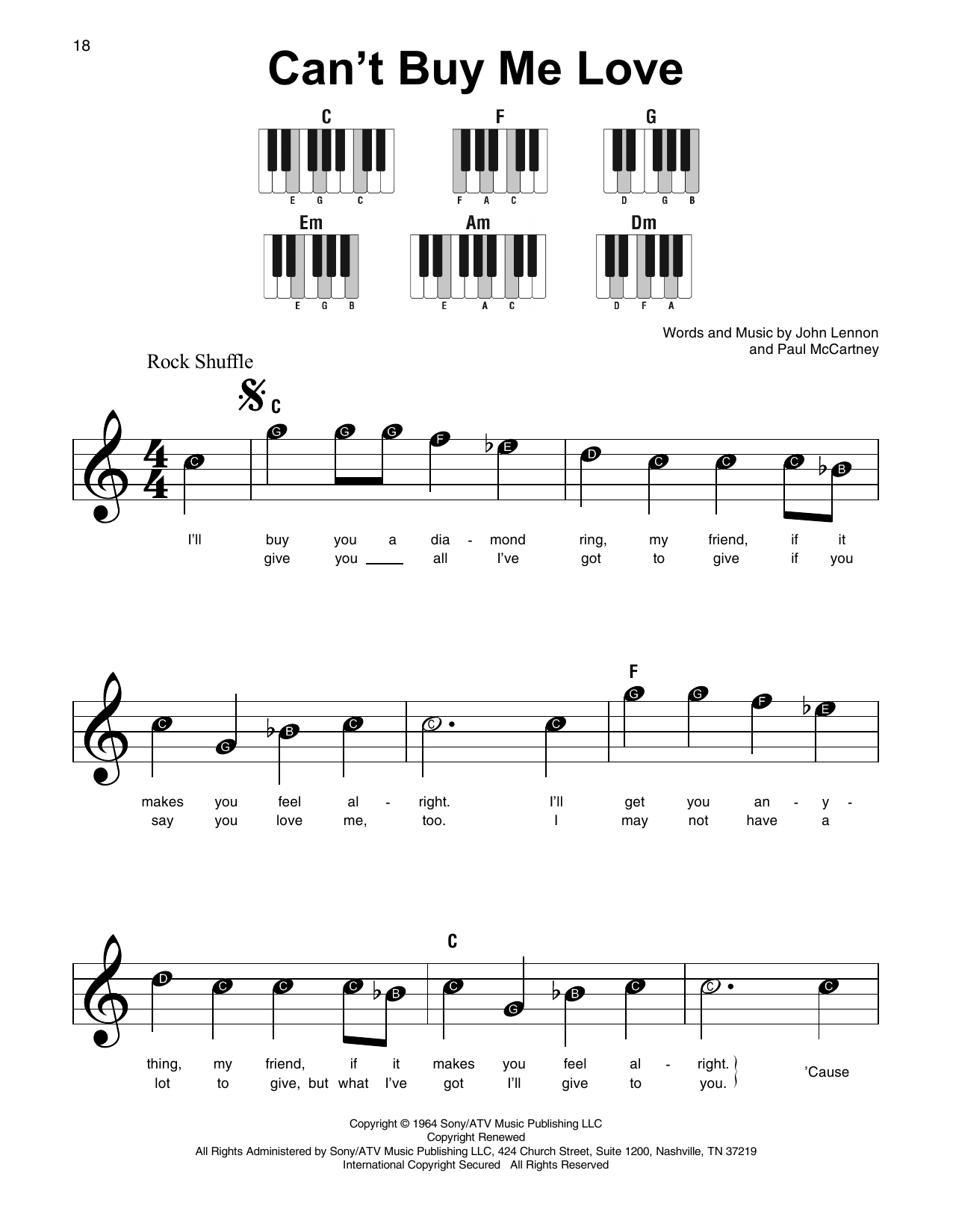 Produktgalerie: Seite 1 von 1 Can't Buy Me Love, The Beatles, Klavier