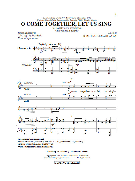 Product picture to: O Come Together, Let Us Sing