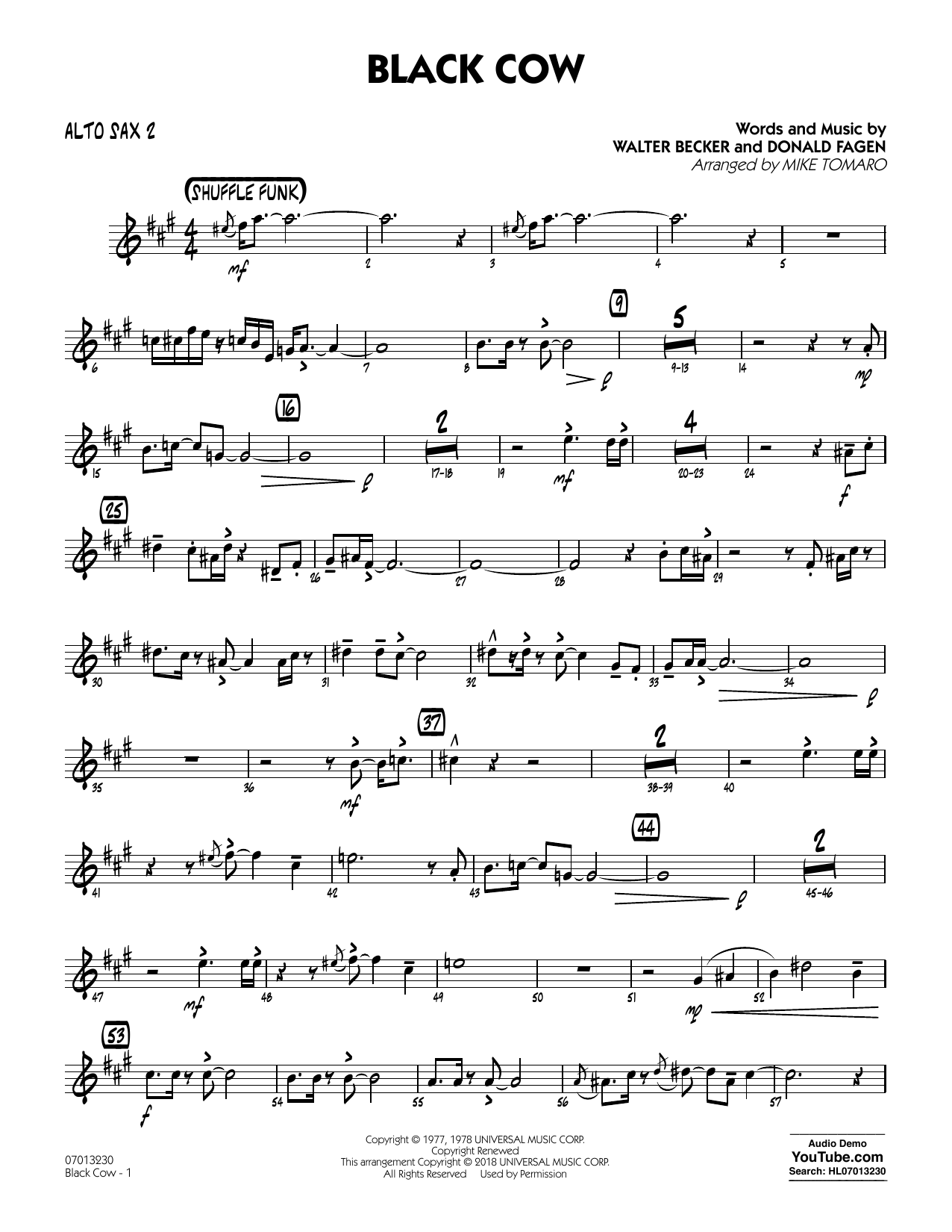 Produktgalerie: Seite 1 von 1 Black Cow (arr. Mike Tomaro) - Alto Sax 2, Steely Dan