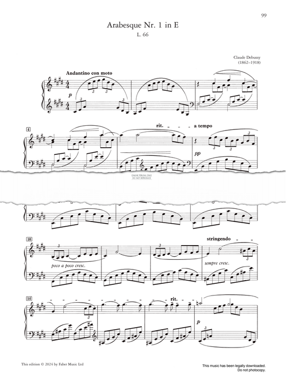 Produktgalerie: Seite 1 von 1 Arabesque No. 1 in E, L. 66, Claude Debussy, Klavier
