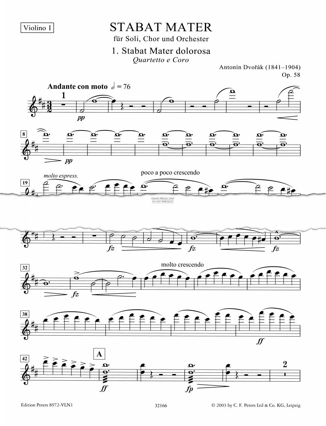 Produktbild zu: Stabat Mater (Violin I)