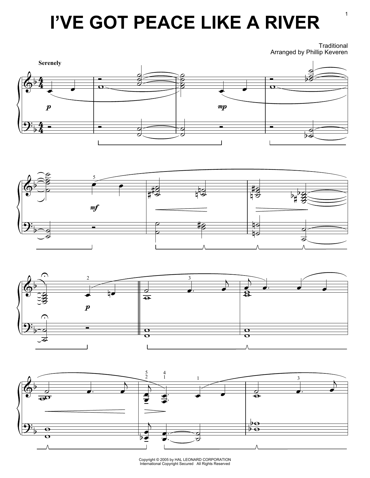 Product picture to: I've Got Peace Like A River [Jazz version] (arr. Phillip Keveren)