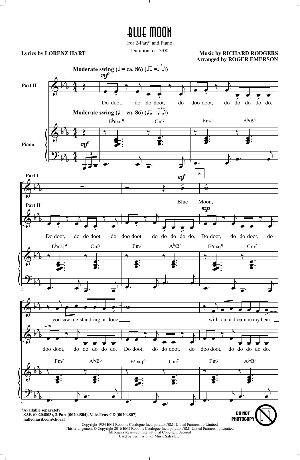 Produktgalerie: Seite 1 von 1 Blue Moon (arr. Roger Emerson), The Marcels, Chor