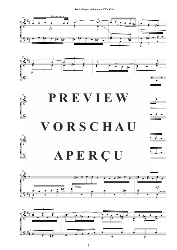 Produktgalerie: Seite 3 von 6 Fuge in H-Moll BWV 893b - Piano Version, , Klavier Solo