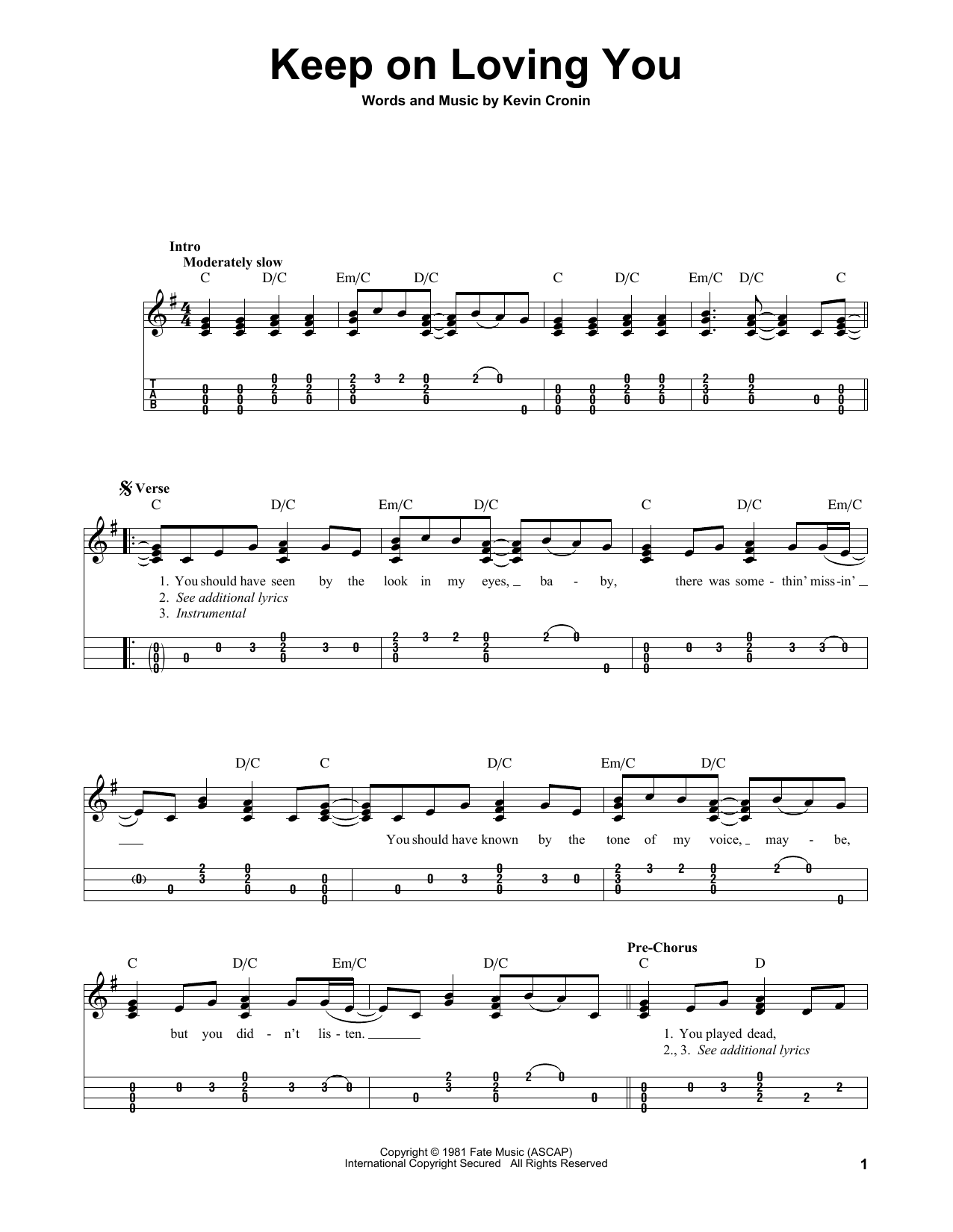 Produktgalerie: Seite 1 von 1 Keep On Loving You, R.E.O. Speedwagon, Ukulele