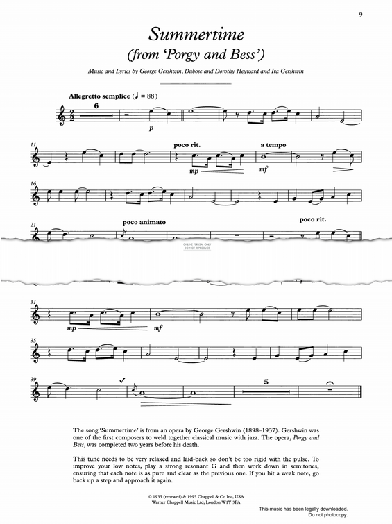Product gallery: Page 1 of 1 Summertime (from PORGY AND BESS®), George Gershwin