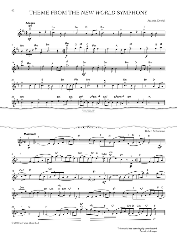 Produktgalerie: Seite 1 von 1 Theme from 'The New World Symphony' (Fourth Movement), Antonín Dvorák, Violine