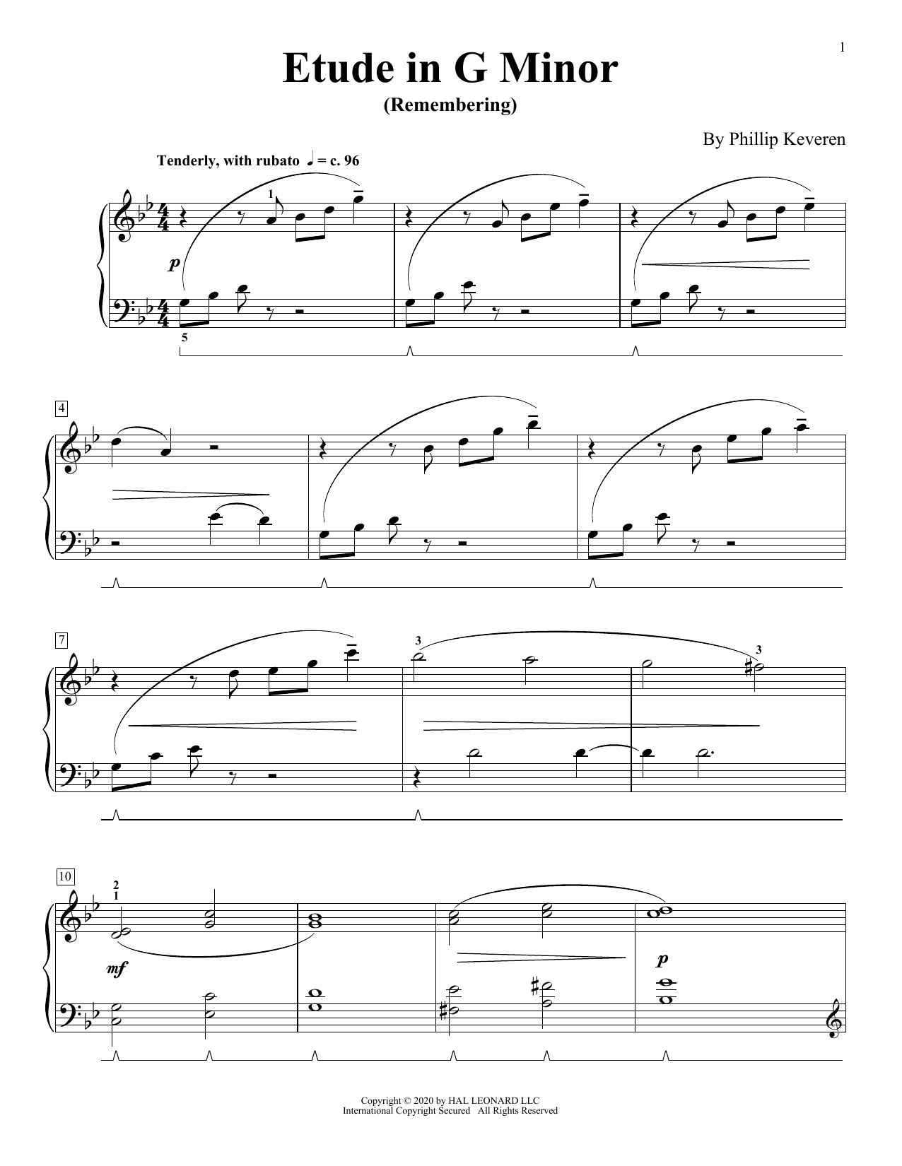 Product gallery: Page 1 of 1 Etude In G Minor (Remembering), Phillip Keveren