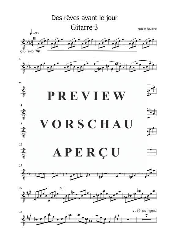 gallery: Des rêves avant le jour, , Gemischtes Ensemble - Gitarre 3 Einzelstimme