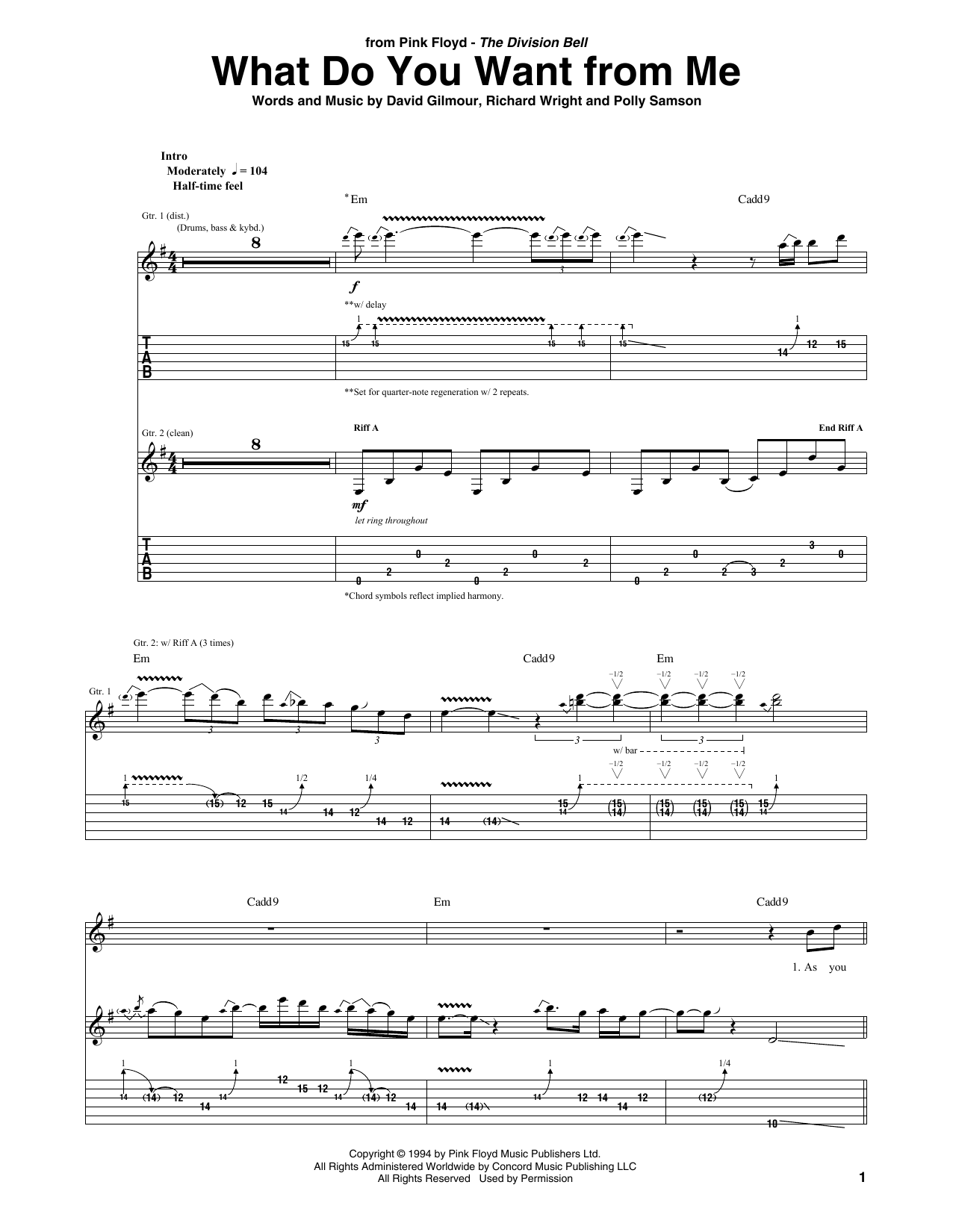 Produktgalerie: Seite 1 von 1 What Do You Want From Me, Pink Floyd, Gitarre