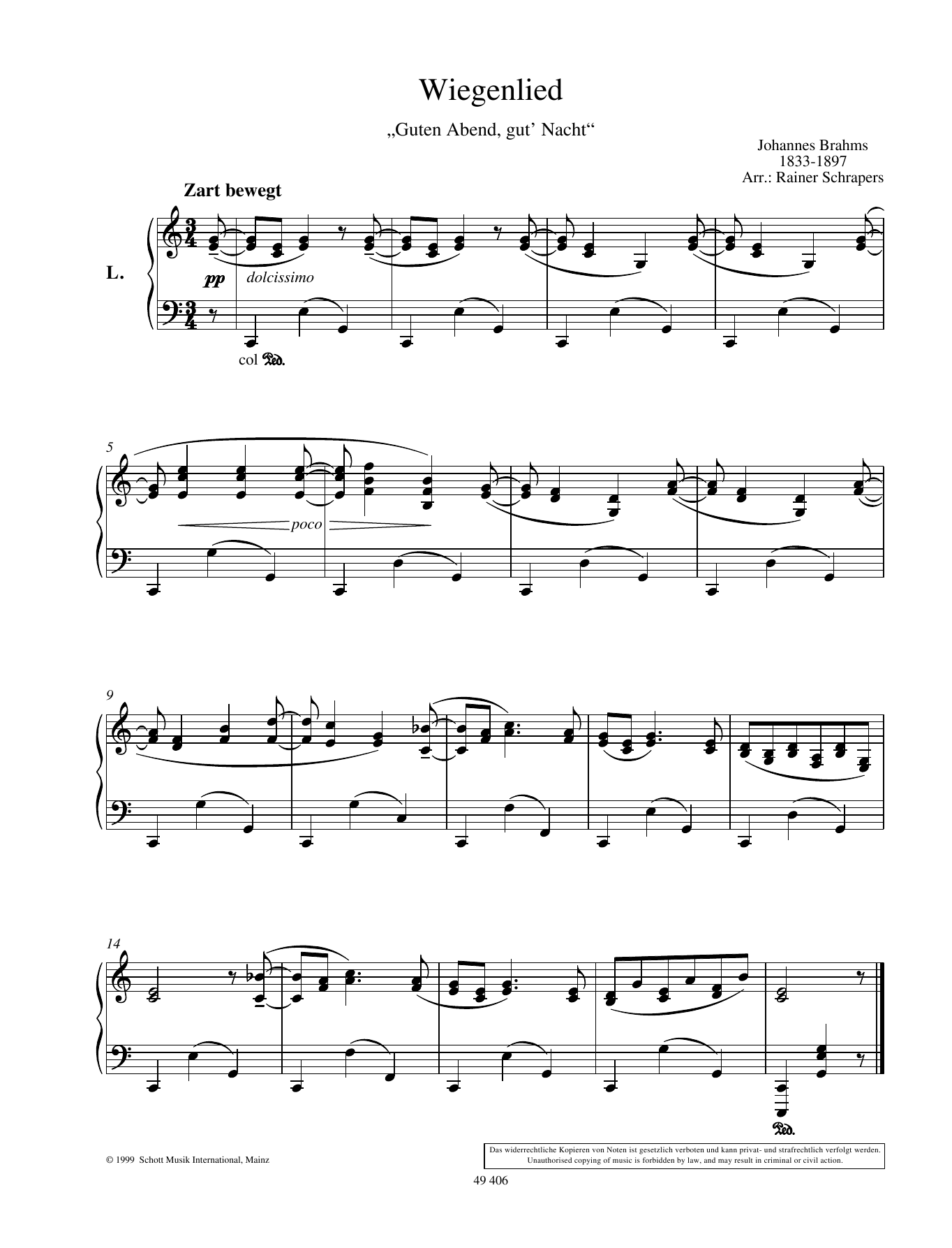 Produktgalerie: Seite 1 von 1 Lullaby, Johannes Brahms, Klavier