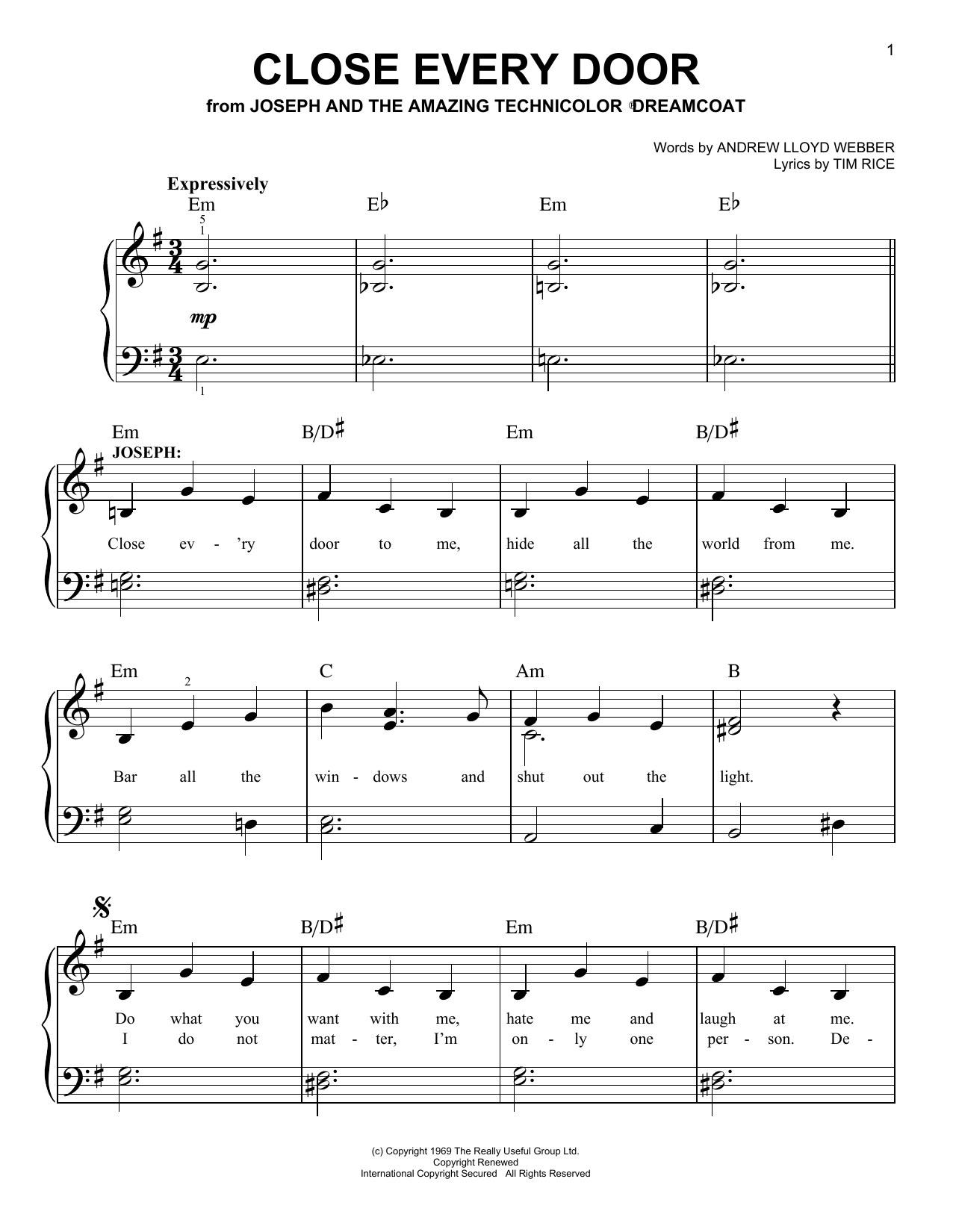 Produktbild zu: Close Every Door (from Joseph and the Amazing Technicolor Dreamcoat)