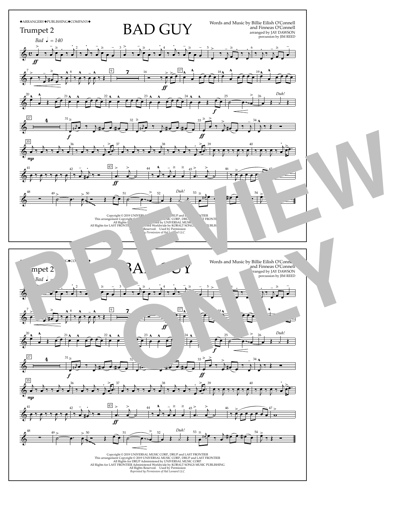 Produktbild zu: Bad Guy (arr. Jay Dawson) - Trumpet 2