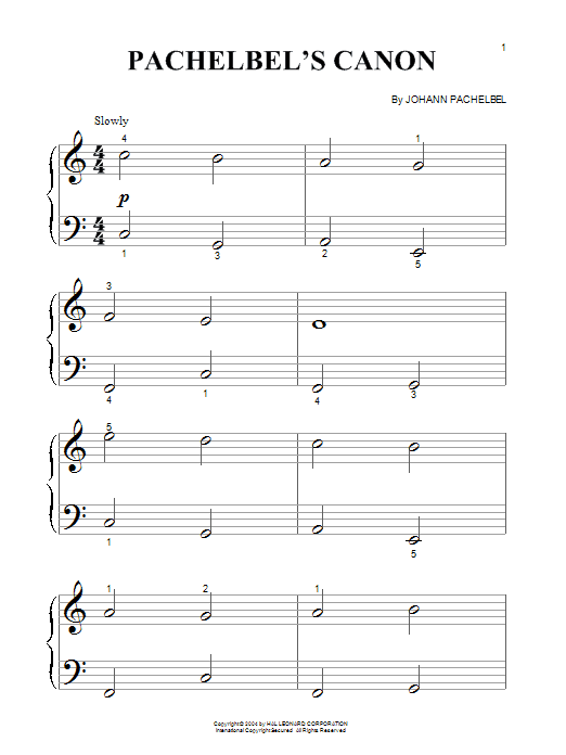 Produktgalerie: Seite 1 von 1 Canon In D, Johann Pachelbel, Klavier