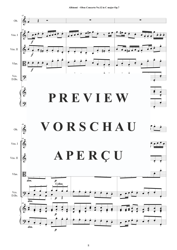 Product gallery: Page 9 of 11 Concerto No.12 in C-Dur Op.7, , Solo Oboe, String Ensemble, and Harpsichord (Basso Continuo)