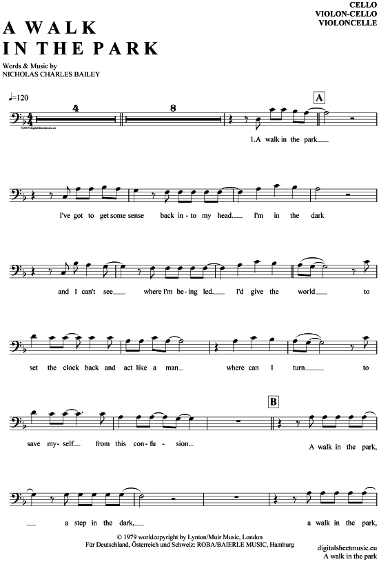 Produktgalerie: Seite 1 von 4 A walk in the park , Nick Straker Band, (Violon-Cello)