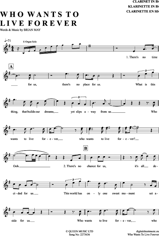 Product picture to: Who Wants To Live Forever Queen