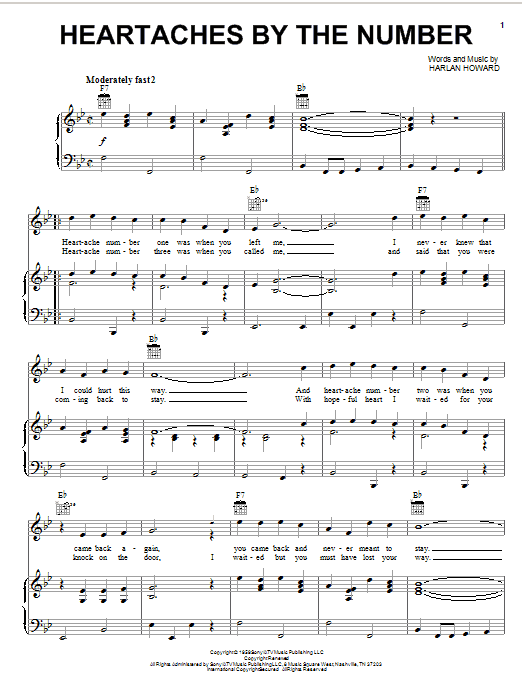 Produktgalerie: Seite 1 von 1 Heartaches By The Number, Guy Mitchell, Gesang, Gitarre, Klavier