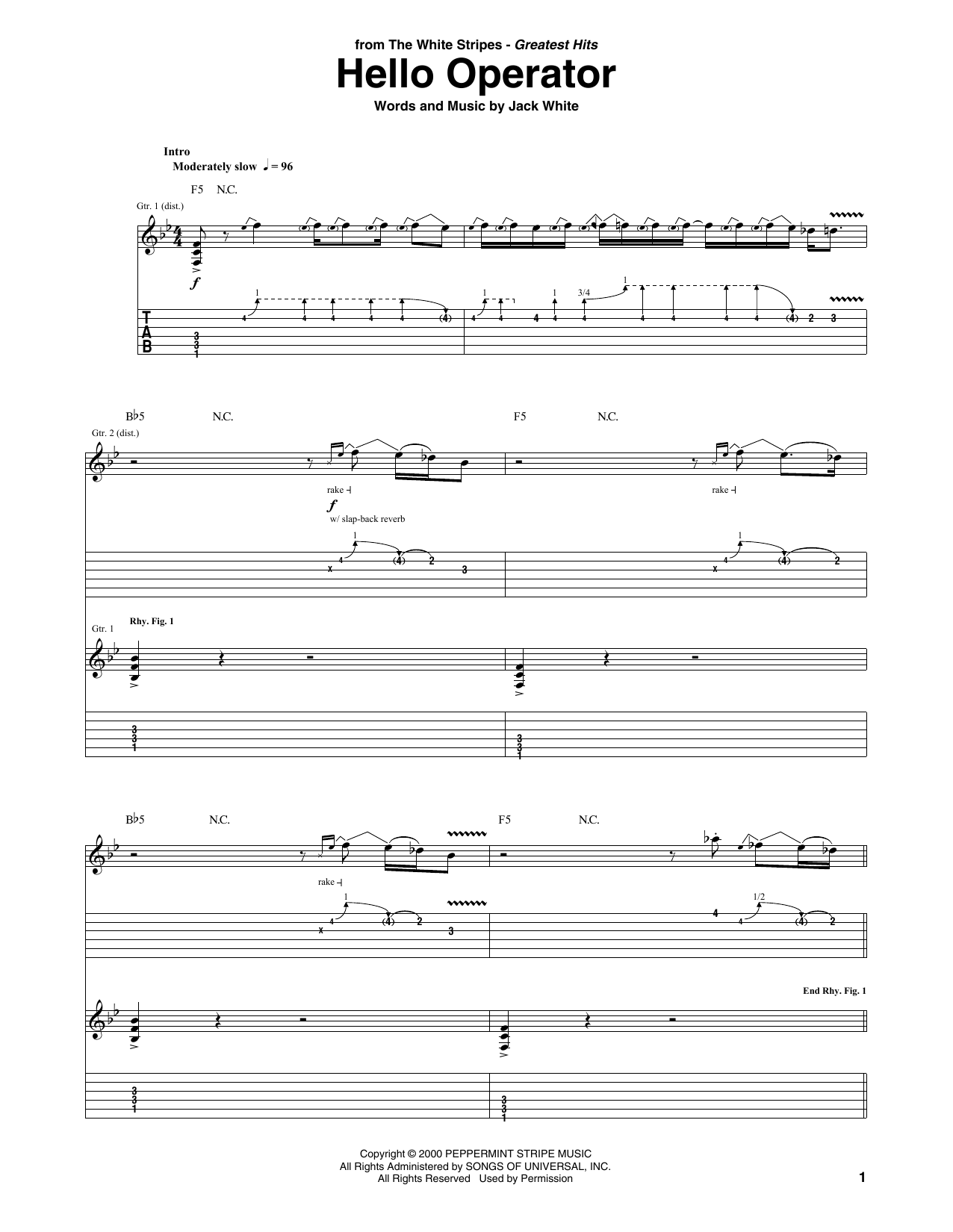Produktgalerie: Seite 1 von 1 Hello Operator, The White Stripes, Gitarre