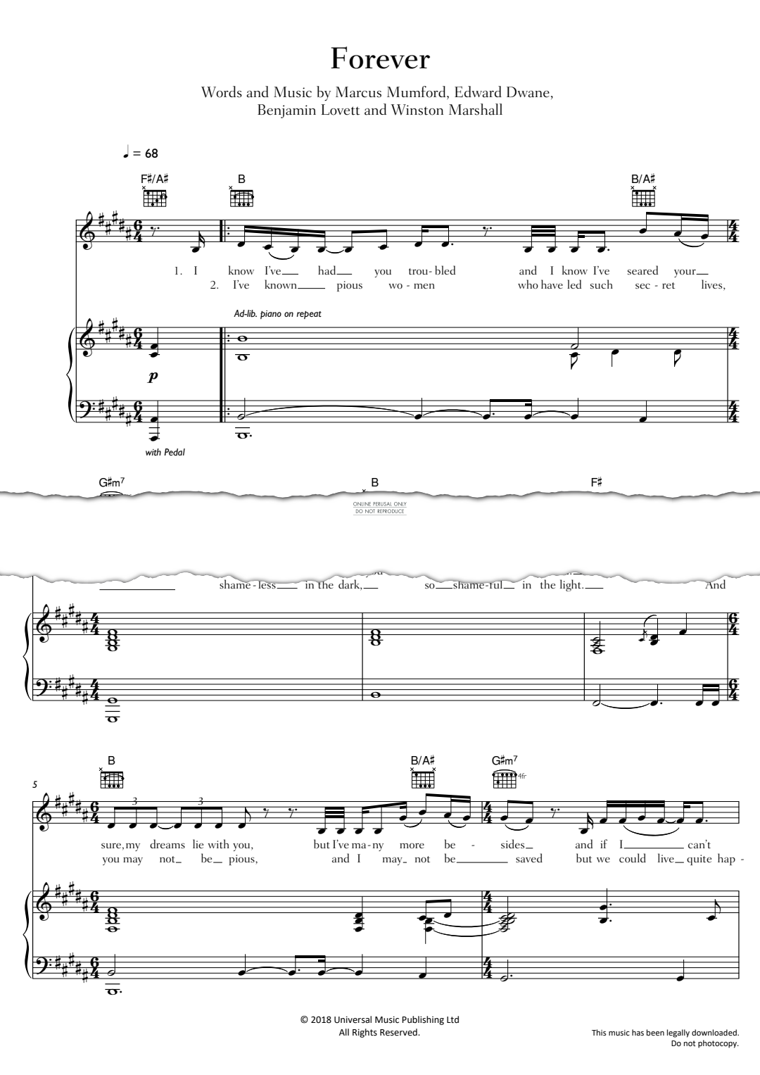 Produktgalerie: Seite 1 von 1 Forever, Mumford & Sons, Gesang, Gitarre, Klavier