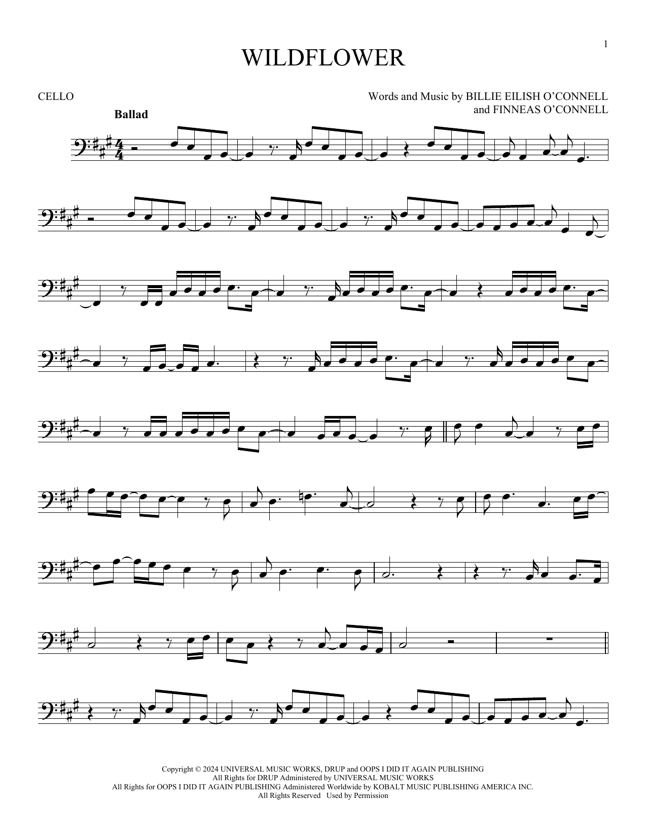 Produktgalerie: Seite 1 von 1 Wildflower, Billie Eilish, Violoncello