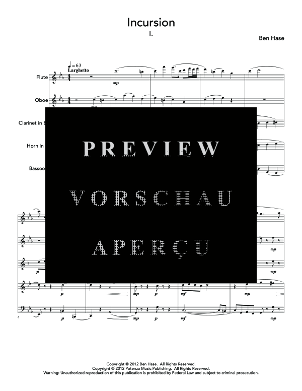 Produktgalerie: Seite 5 von 11 Incursion, , (Holzbläser Quintett)