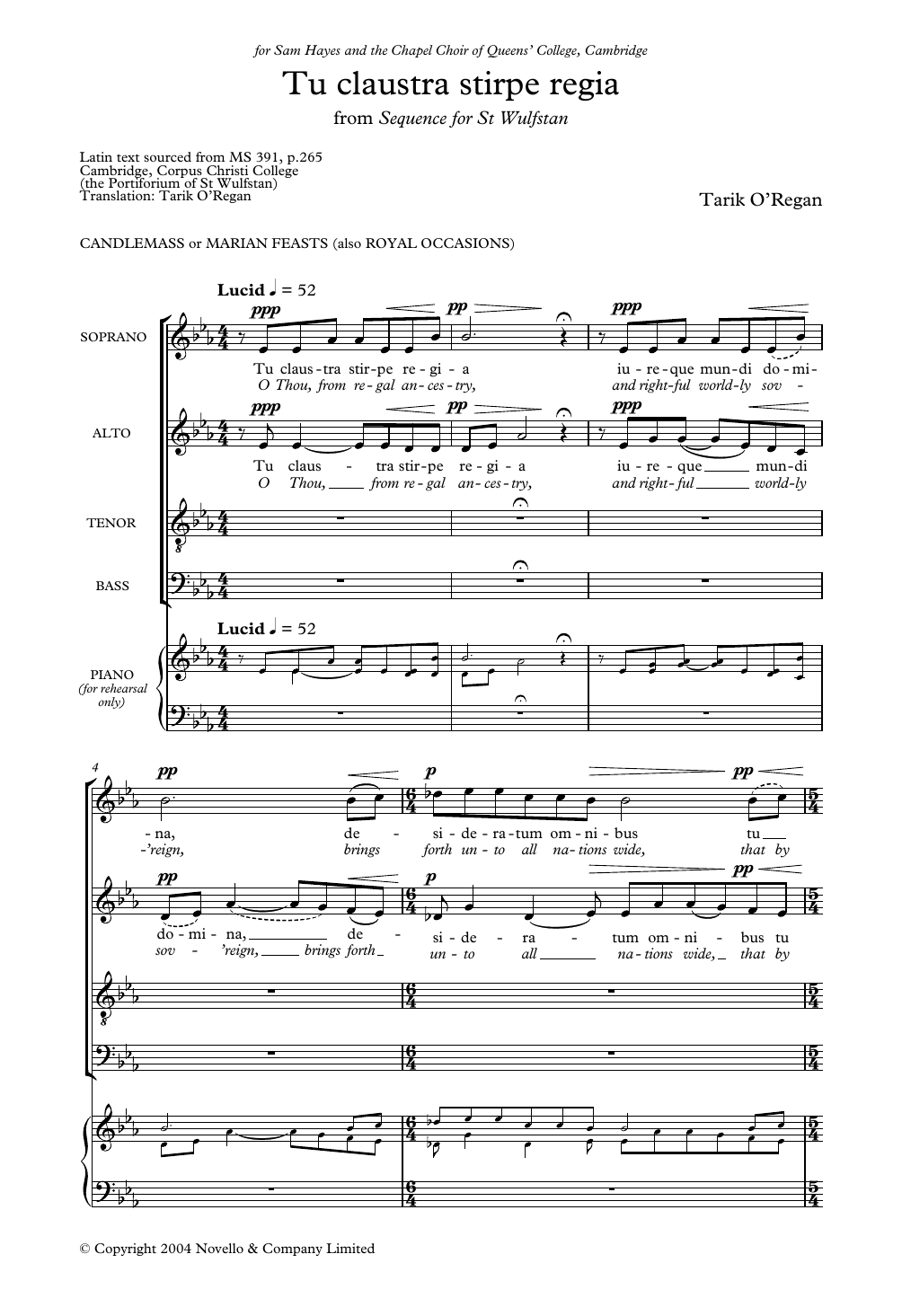 Produktbild zu: Tu Claustra Stirpe Regia (From Sequence for St Wulfstan)