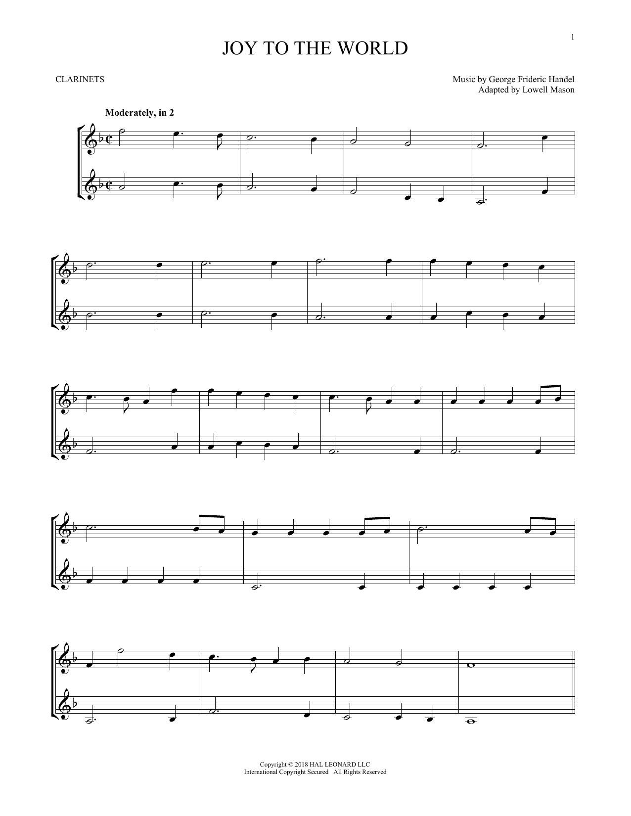 Product gallery: Page 1 of 1 Joy To The World, George Frideric Handel
