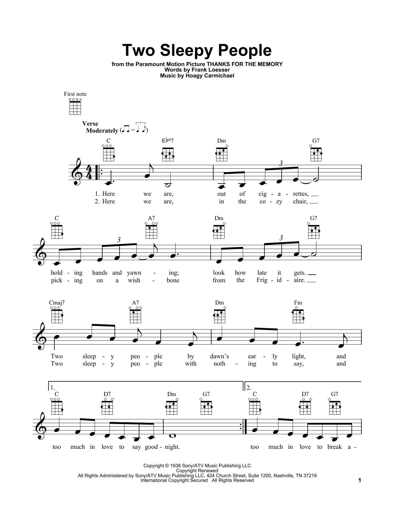 Product gallery: Page 1 of 1 Two Sleepy People, Hoagy Carmichael